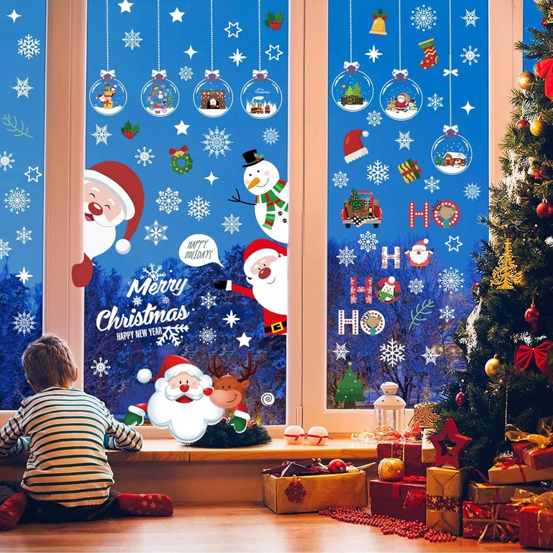 i-Beeboo Christmas Window Clings Double Sided Christmas Window Clings Christmas Window Decorations Winter Decorations Window Snowflakes Decal Xmas Decorations for Glass Windows Home School Office - Image 5
